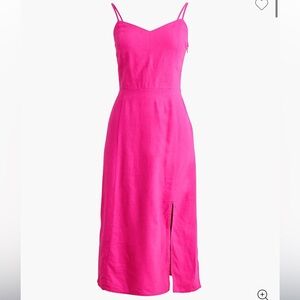 J CREW NWT Dress Linen Blend Slip Midi Pink Barbie Summer Resort Women’s 12 NEW